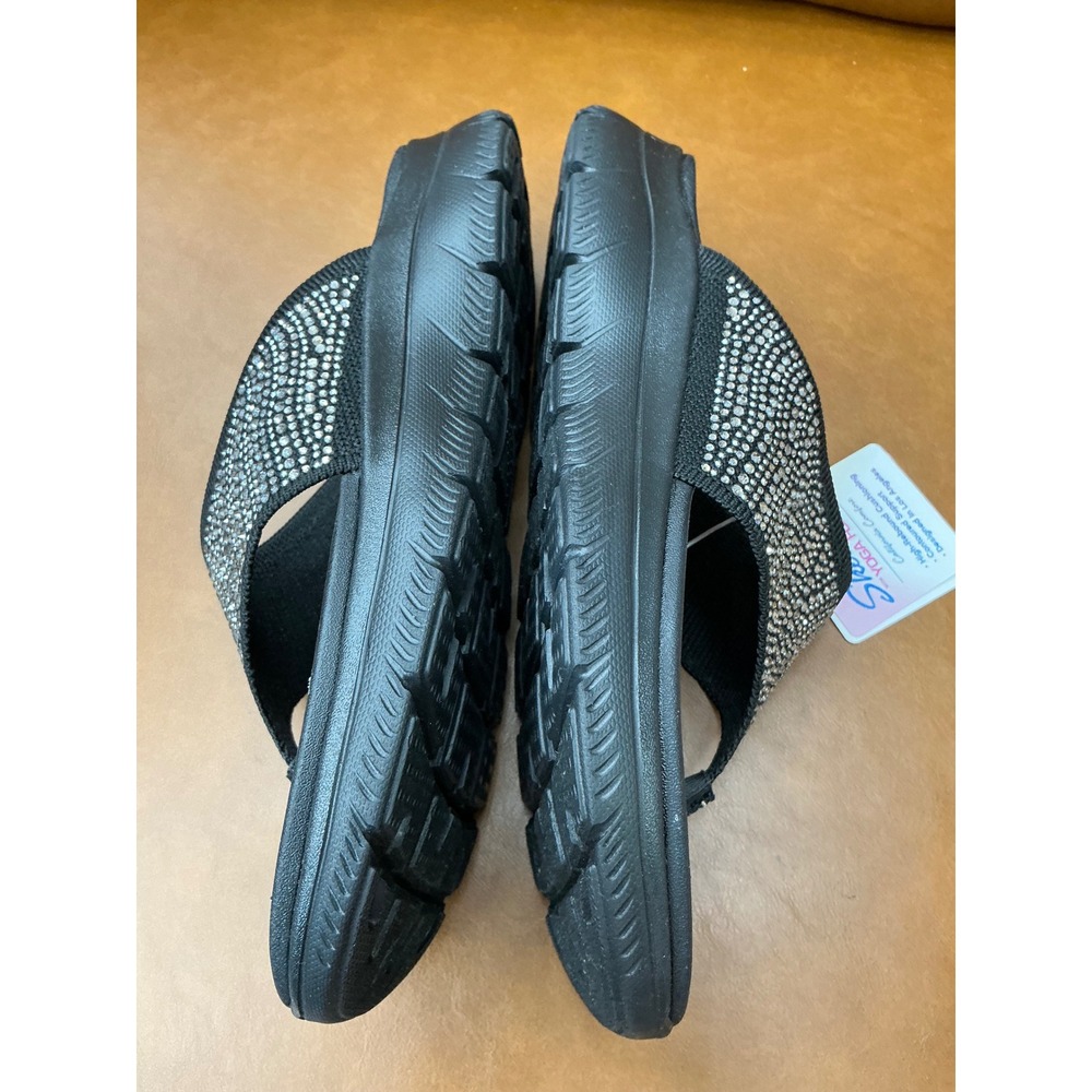 Skechers Summits Sandal Womens 8 Black New Rhinestone Yoga Foam 163582 BBK - Picture 3 of 8